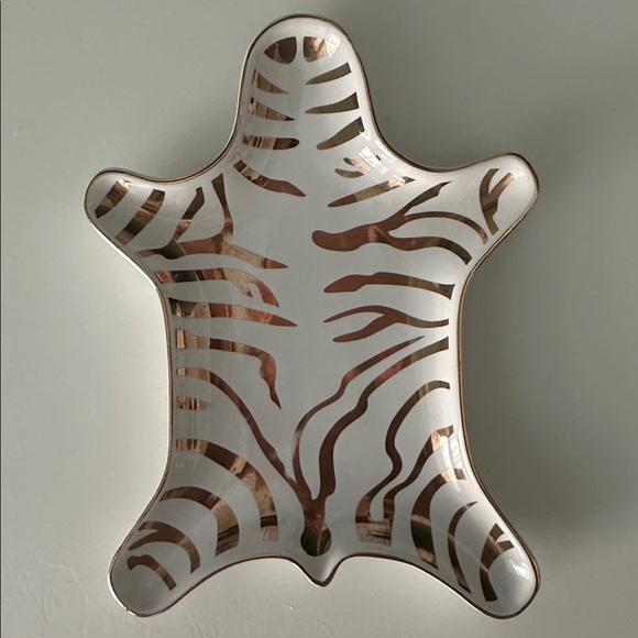 Gold and White Zebra Print Trinket Dish - Picture 1 of 1